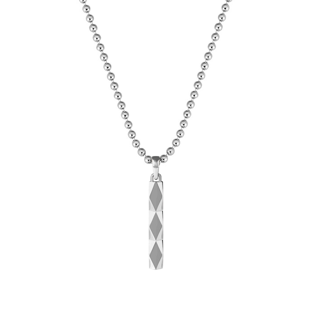 Men's Faceted Design Tag Necklace in 925 Solid Silver