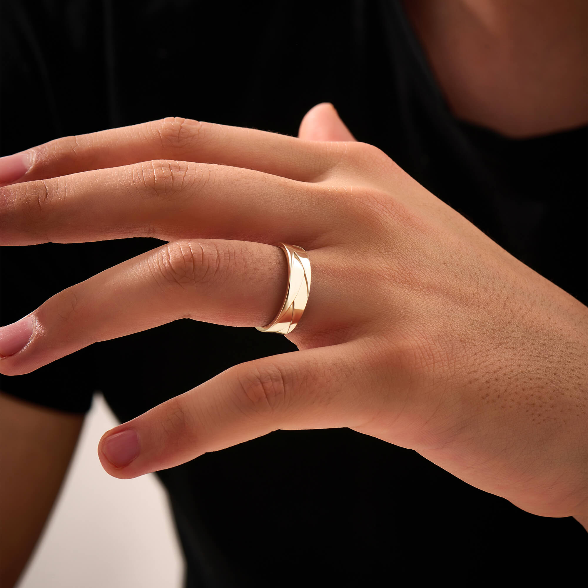 Men's Solid Gold Flat-Braid Band Ring