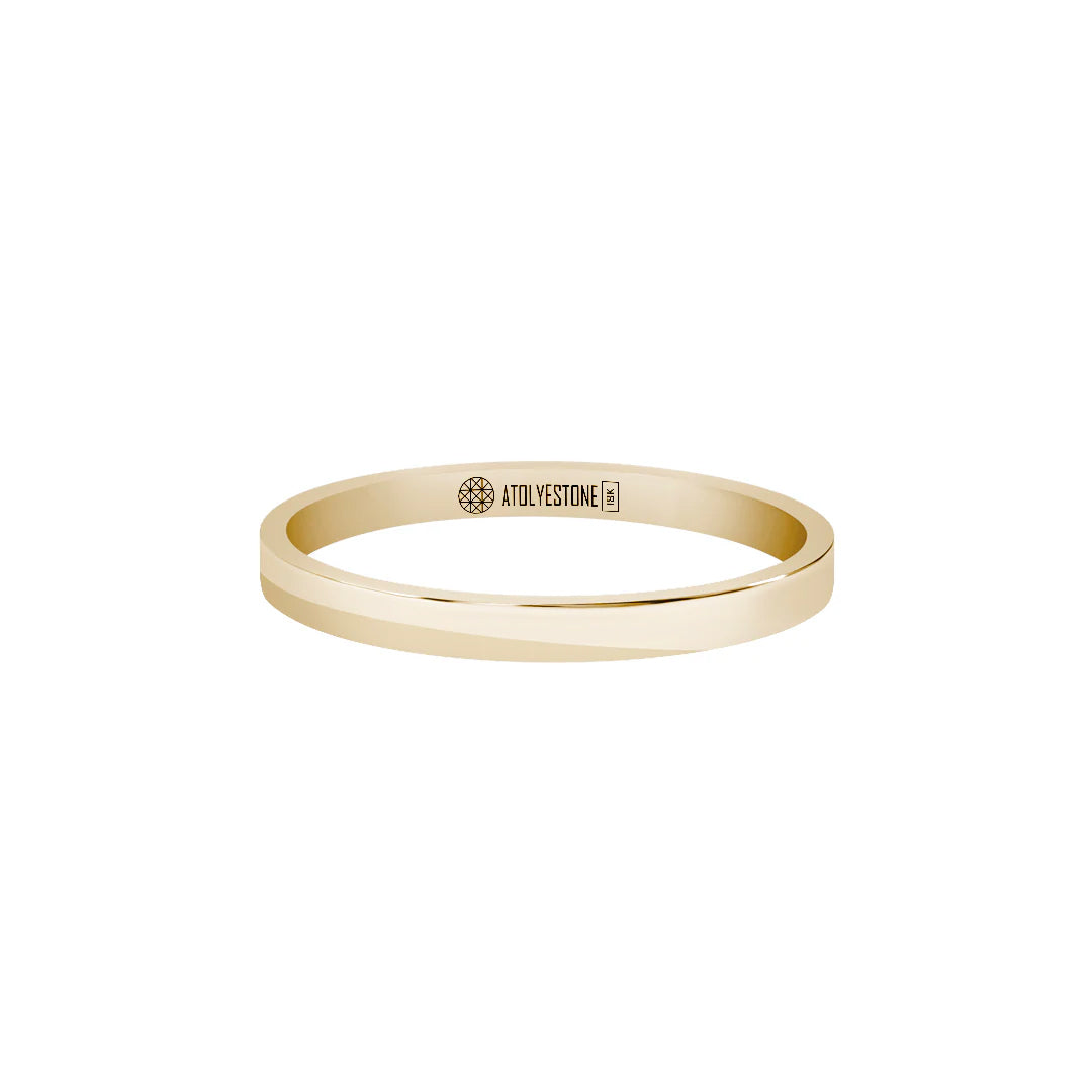 Men's Solid Yellow Gold Flat Band Ring - 2mm