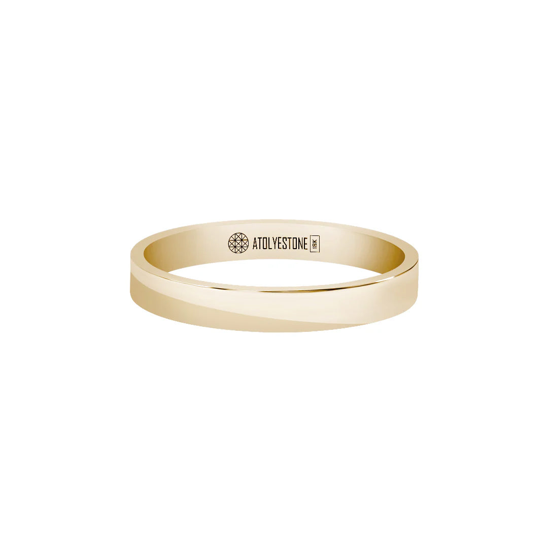 Men's Solid Yellow Gold Flat Band Ring - 3mm