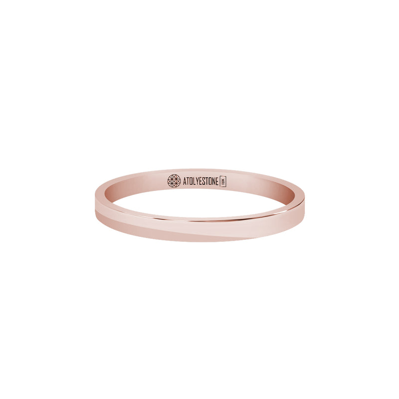 Men's Solid Rose Gold Flat Band Ring - 2mm
