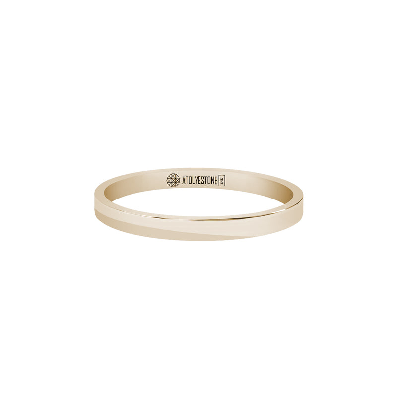Men's Solid Yellow Gold Flat Band Ring - 2mm