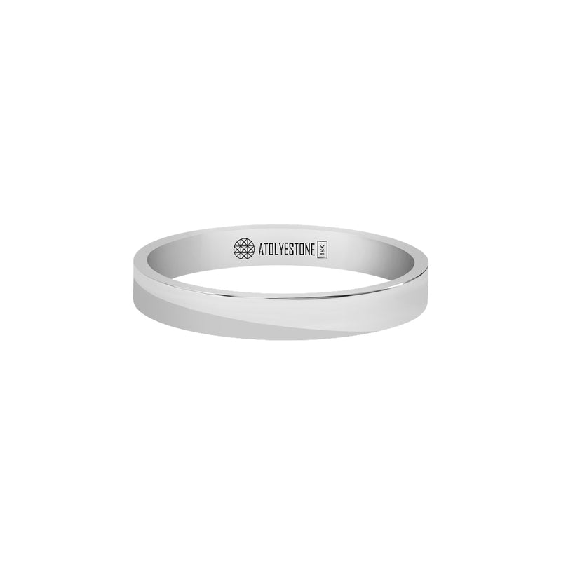 Men's Solid White Gold Flat Band Ring - 3mm