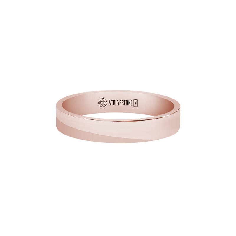 Men's Solid Rose Gold Flat Band Ring - 4mm