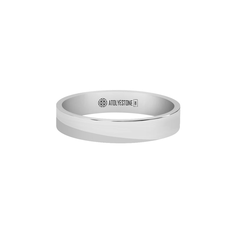 Men's Solid White Gold Flat Band Ring - 4mm