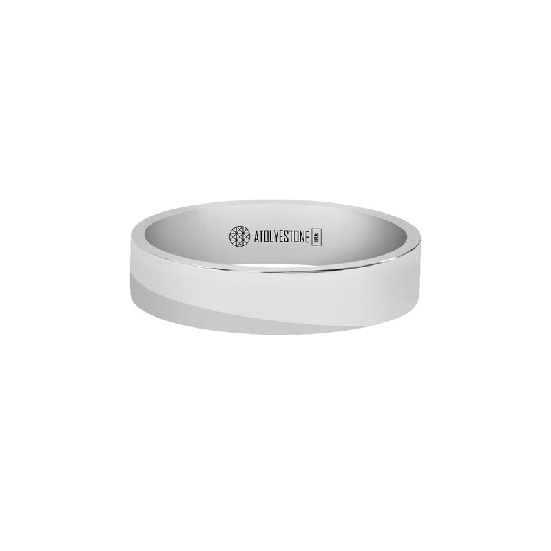 Men's Solid White Gold Flat Band Ring - 5mm
