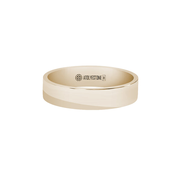 Men's Solid Yellow Gold Flat Band Ring - 5mm