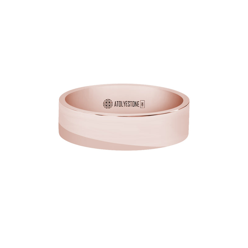 Men's Solid Rose Gold Flat Band Ring - 6mm