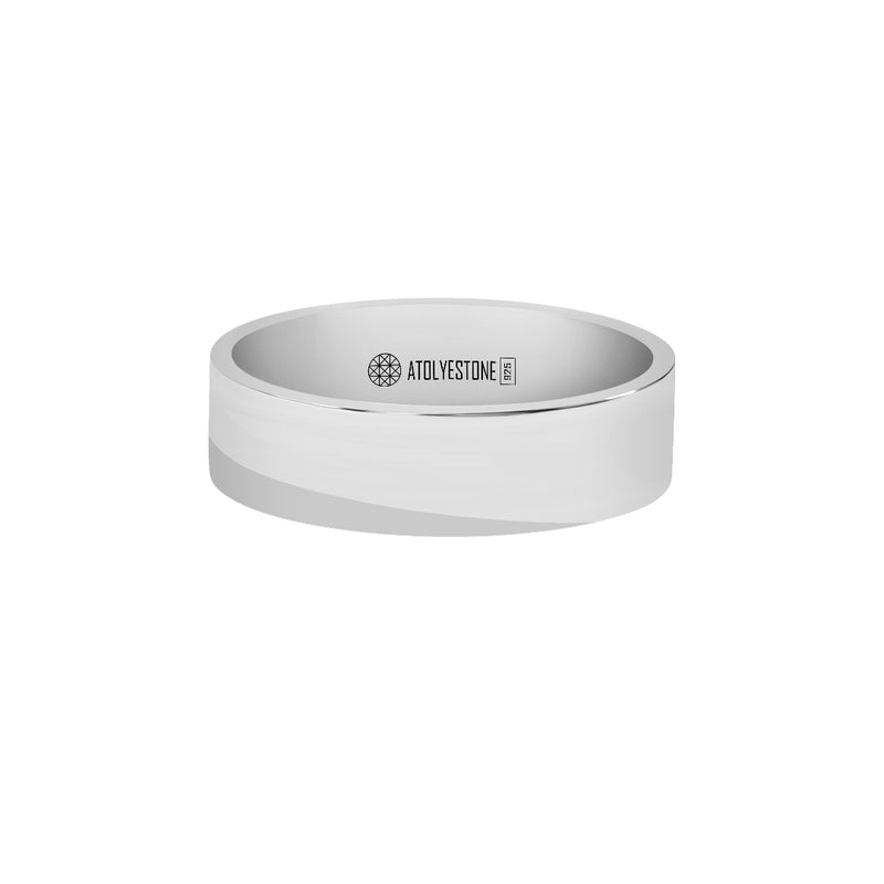 Men's Flat Band Ring in 925 Sterling Silver - 6mm