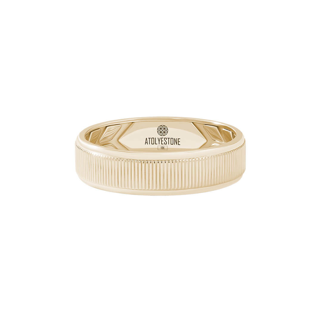 Fluted Band Ring in Solid Yellow Gold