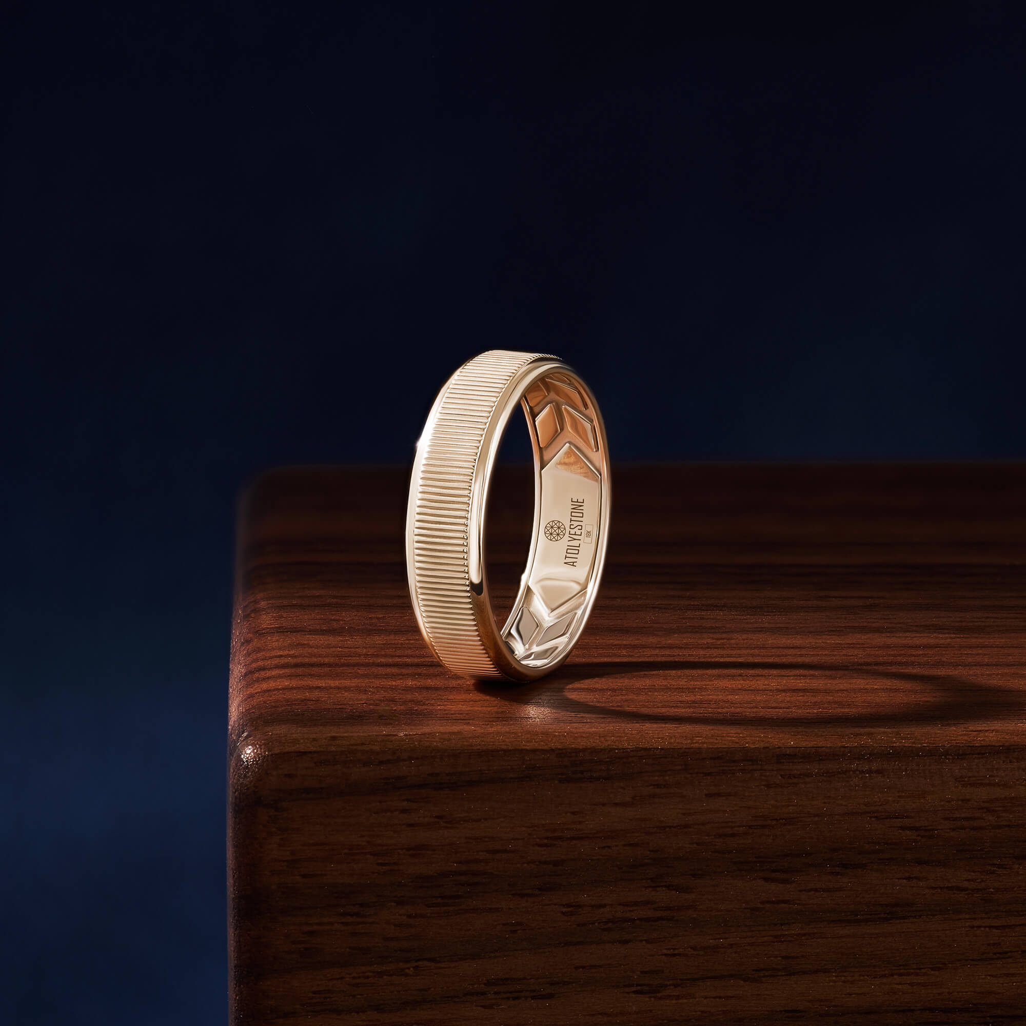 Fluted Solid Gold Band Ring