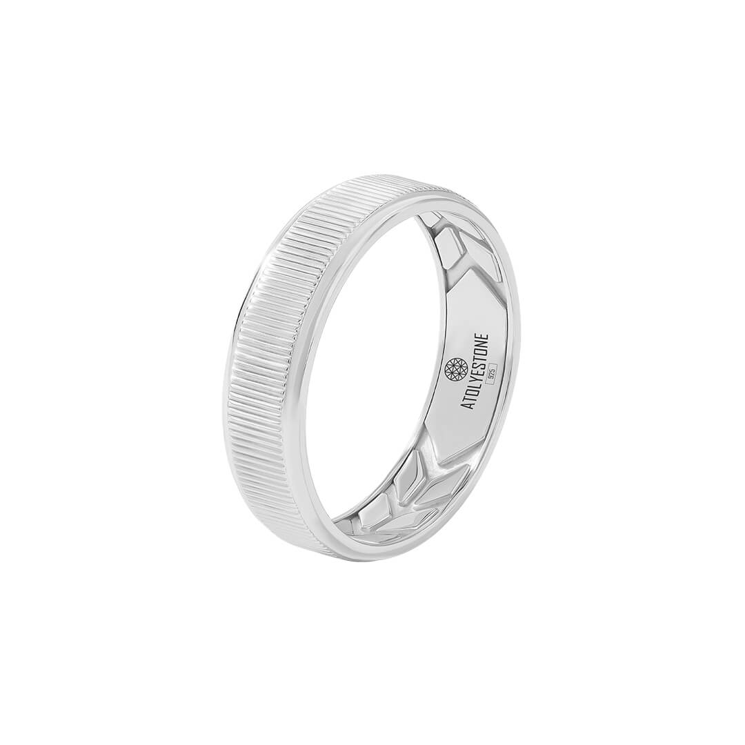 Fluted Solid Silver Band Ring