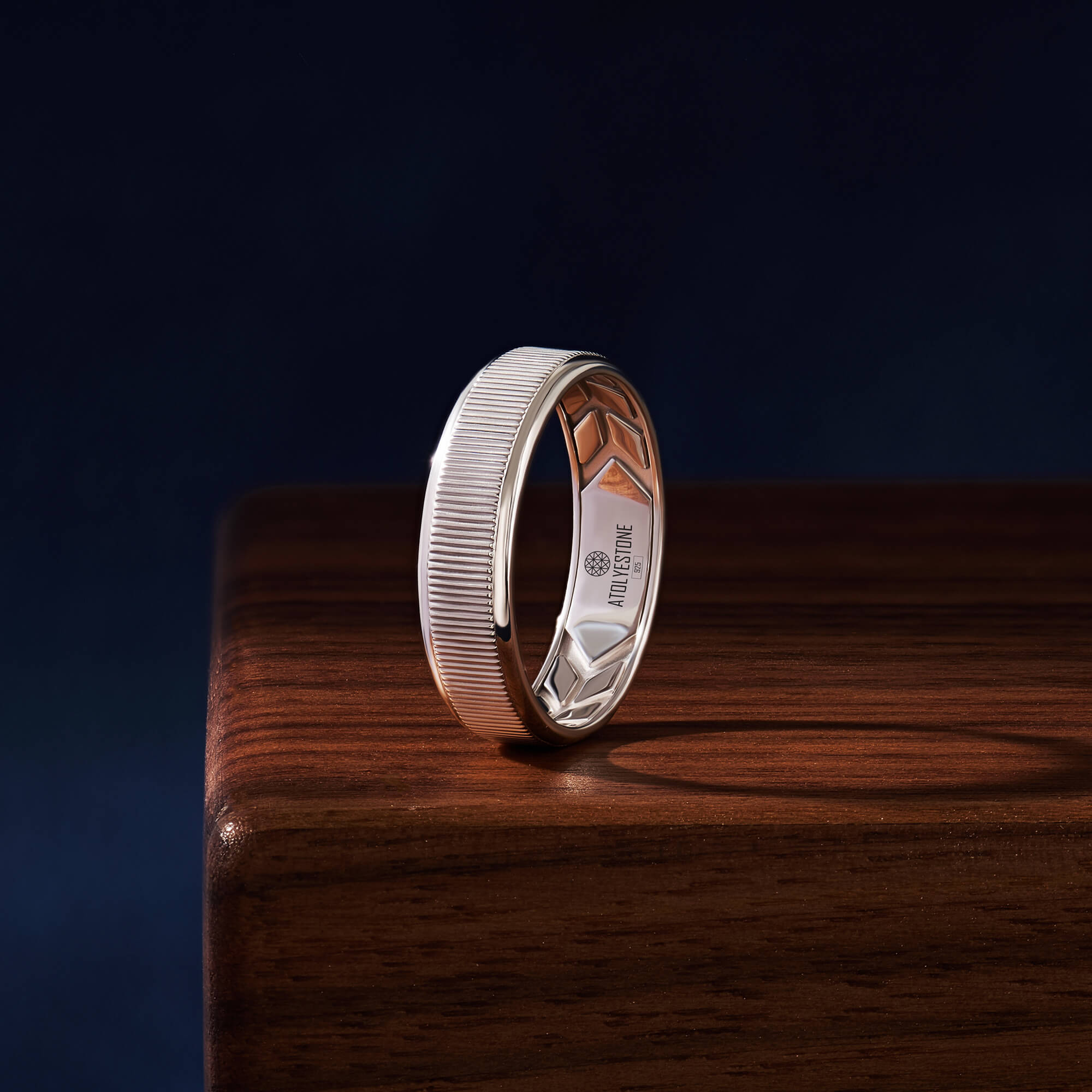 Fluted Solid Silver Band Ring