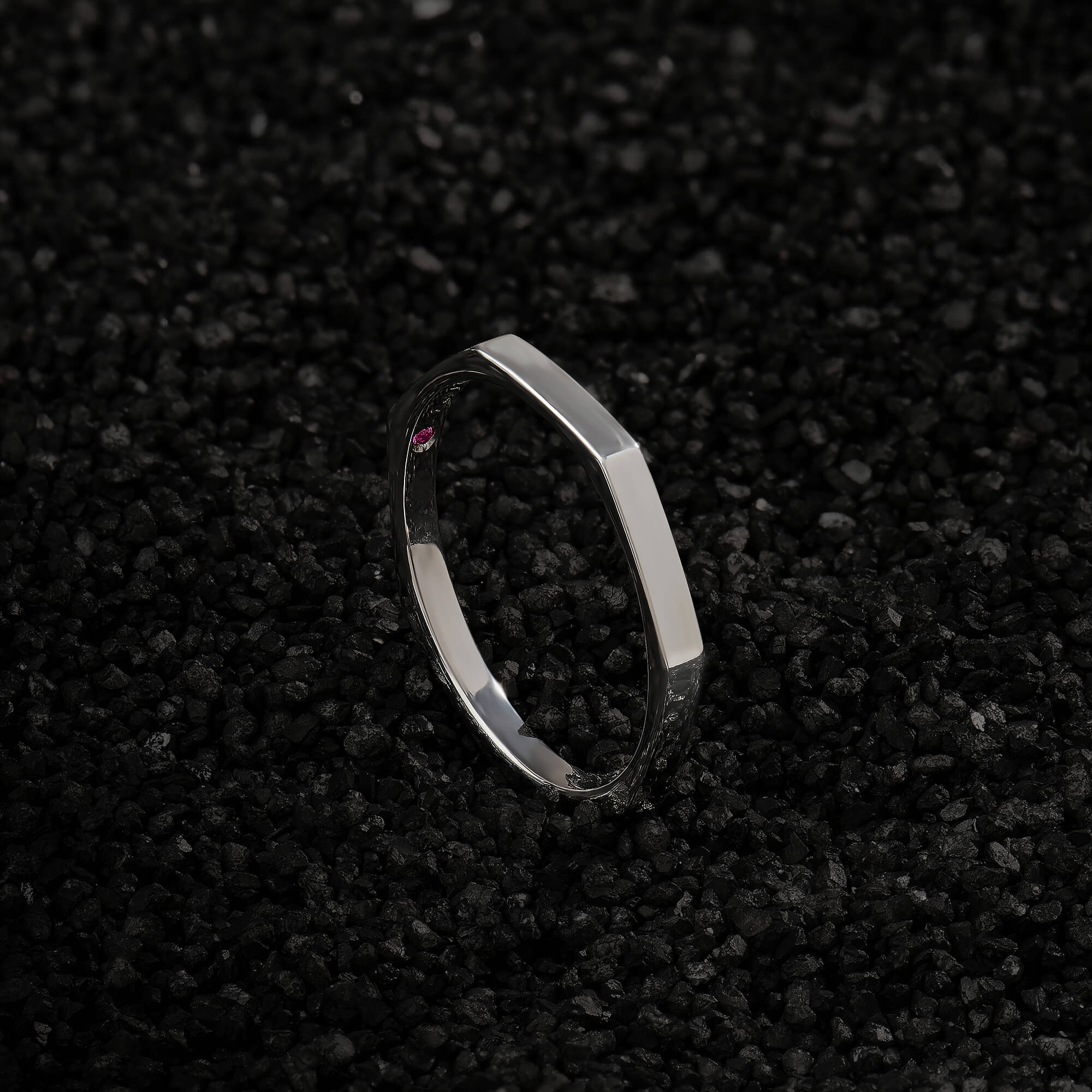 925 Solid Silver Geometric Band Ring for Men