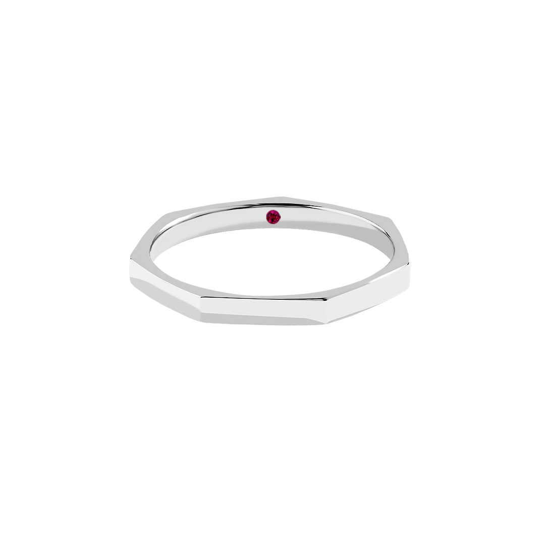 Men's Geometric Band Ring in Solid White Gold