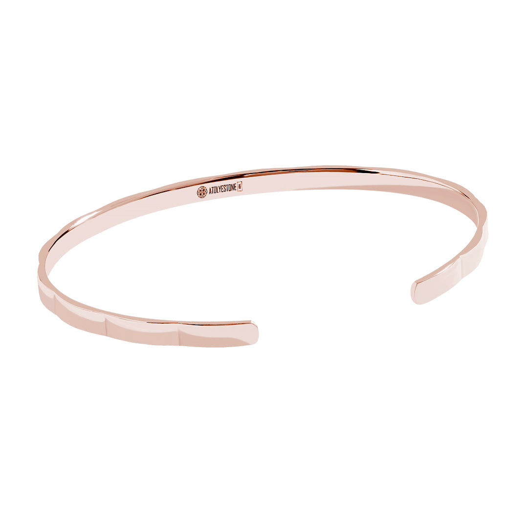 Solid Gold 3.80mm Geometric Cuff Bracelet - Rose Gold
