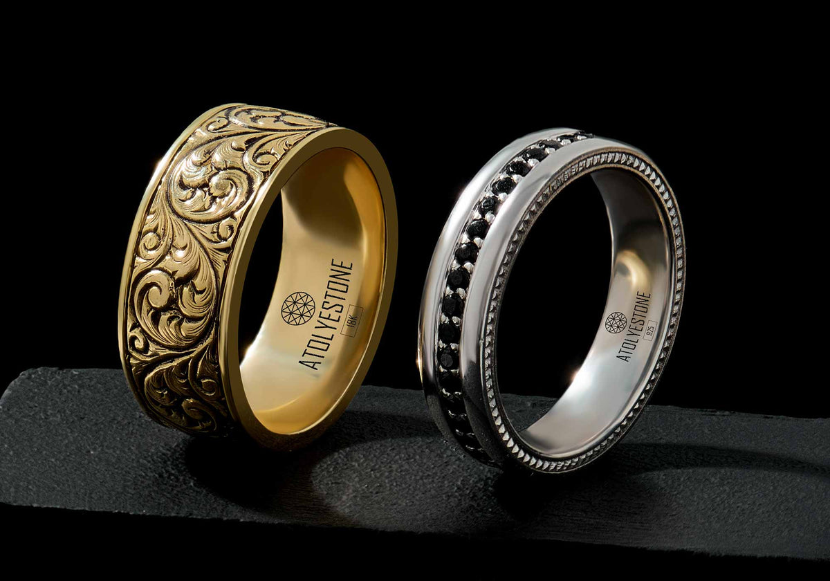 Solid Gold and Solid Silver Atolyestone Rings