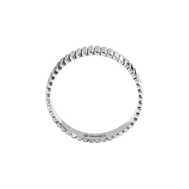 Men's Ribbed Pattern Band Ring in Silver 
