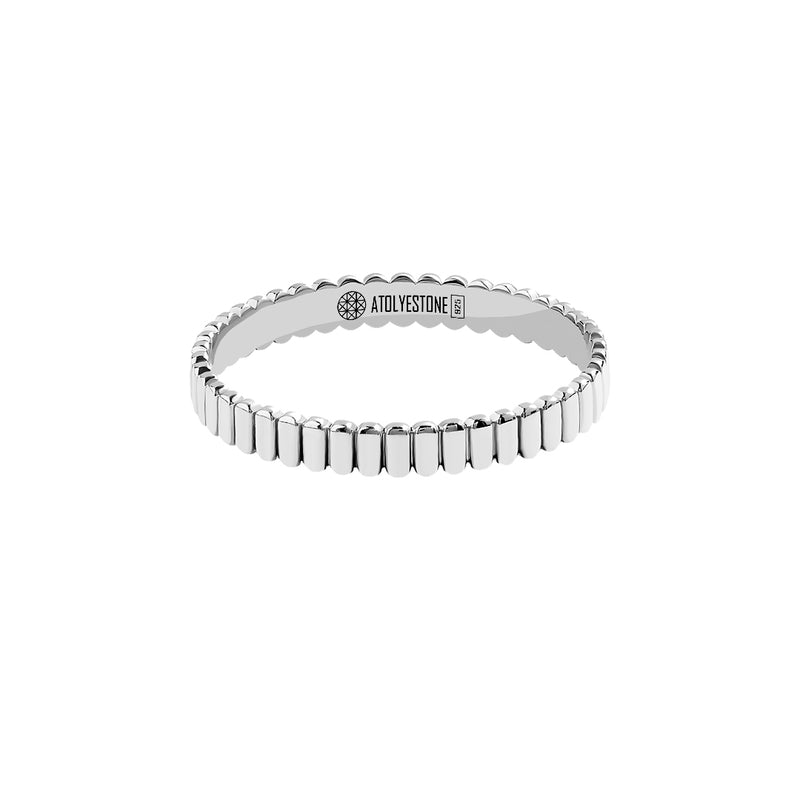 Men's Ribbed Pattern Band Ring in 925 Sterling Silver