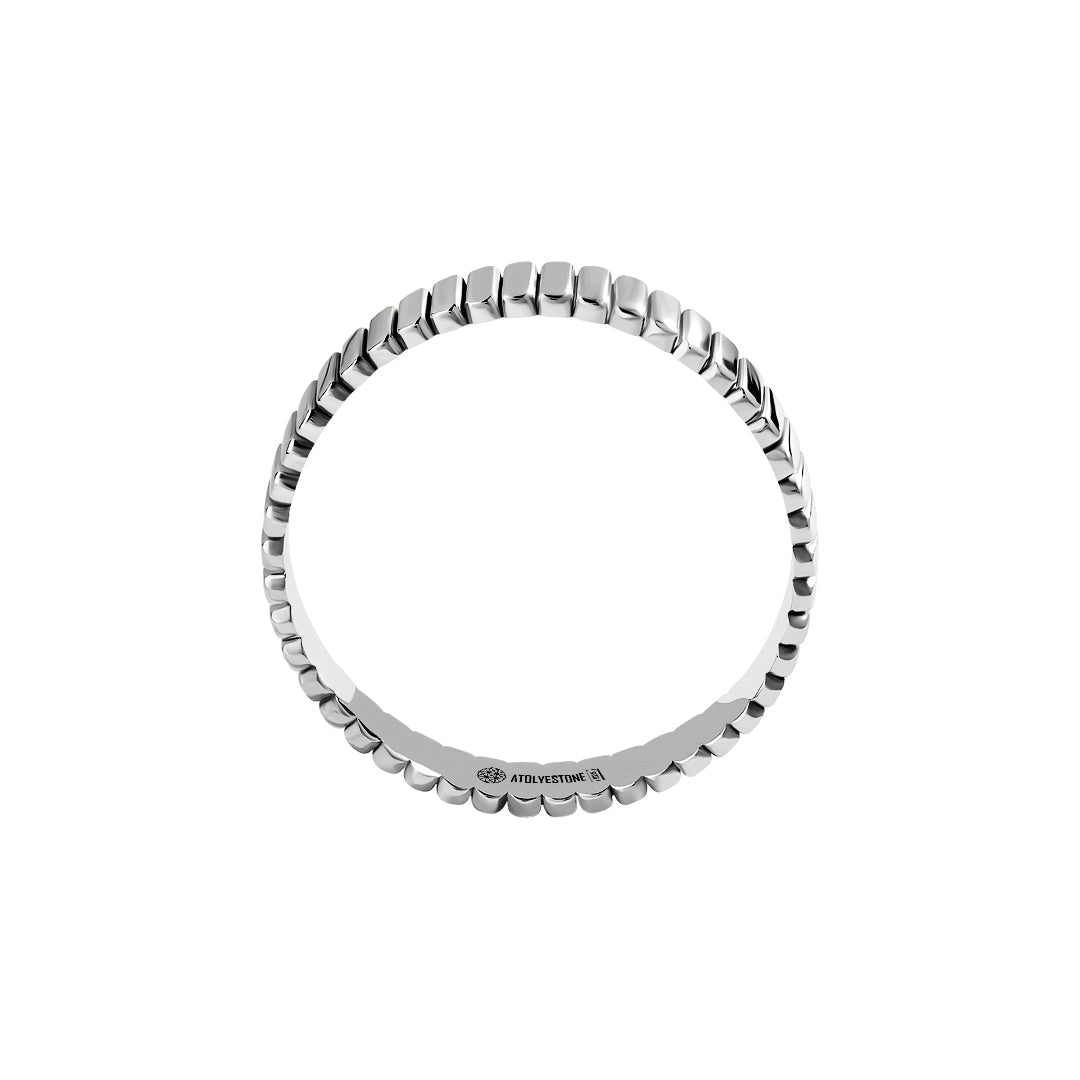 Men's Ribbed Pattern Band Ring in Silver