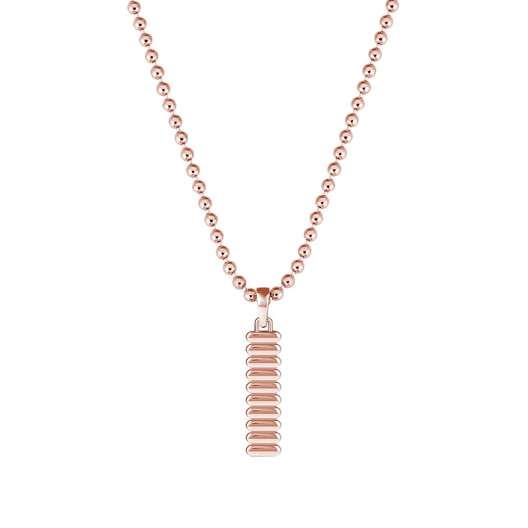 Men's Solid Rose Gold Grosgrain Pattern Tag Pendant