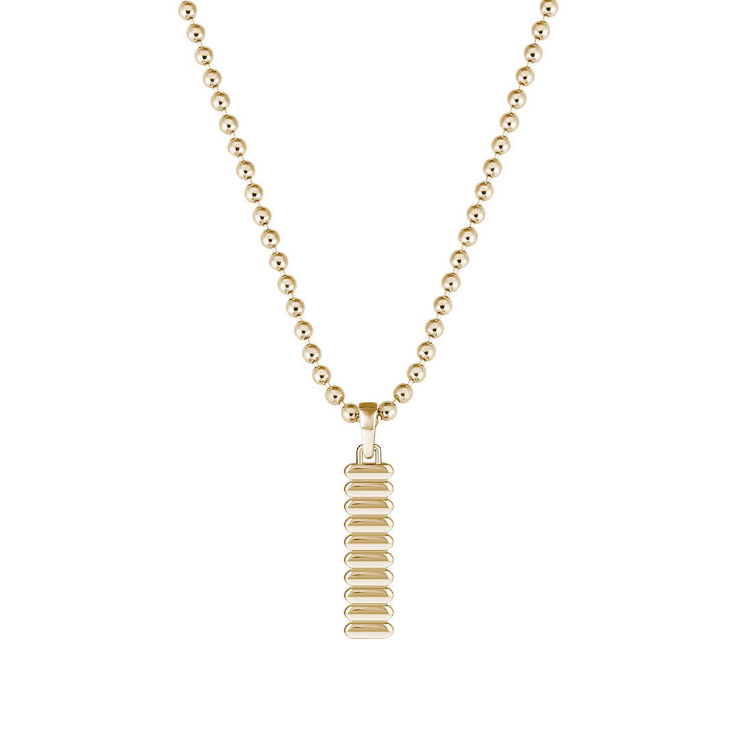 Men's Solid Yellow Gold Grosgrain Pattern Tag Pendant