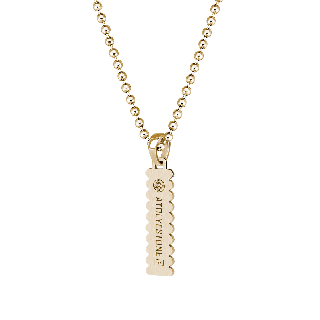 Real Gold Grosgrain Pattern Tag Necklace for Men