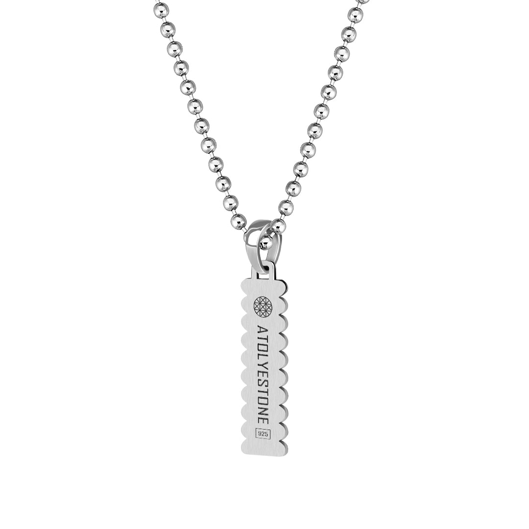 Men's 925 Sterling Silver Grosgrain Tag Necklace