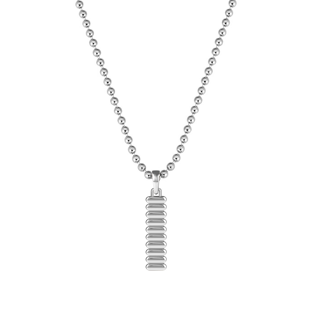 925 Solid Silver Grosgrain Pattern Tag Pendant