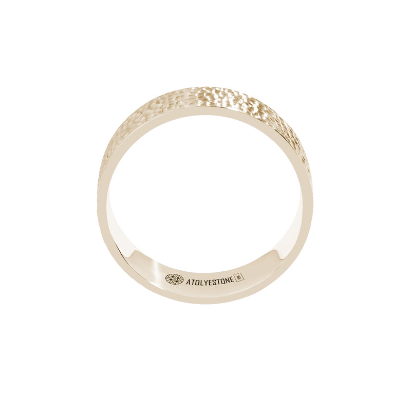 Men's Solid Gold Hammered Band Ring