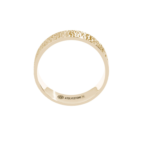 Men's Solid Gold Hammered Band Ring