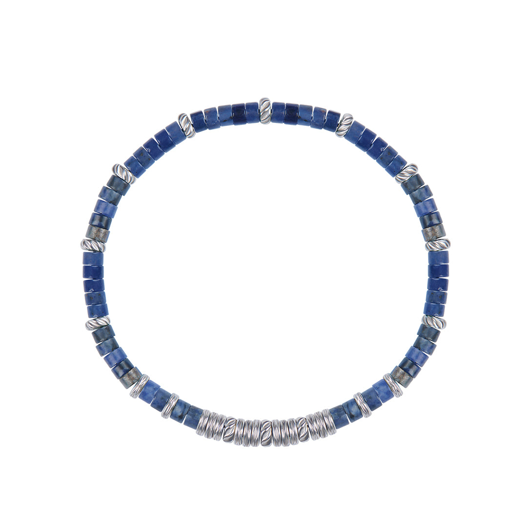 Men's Minimalist Sodalite Heishi Beaded Bracelet