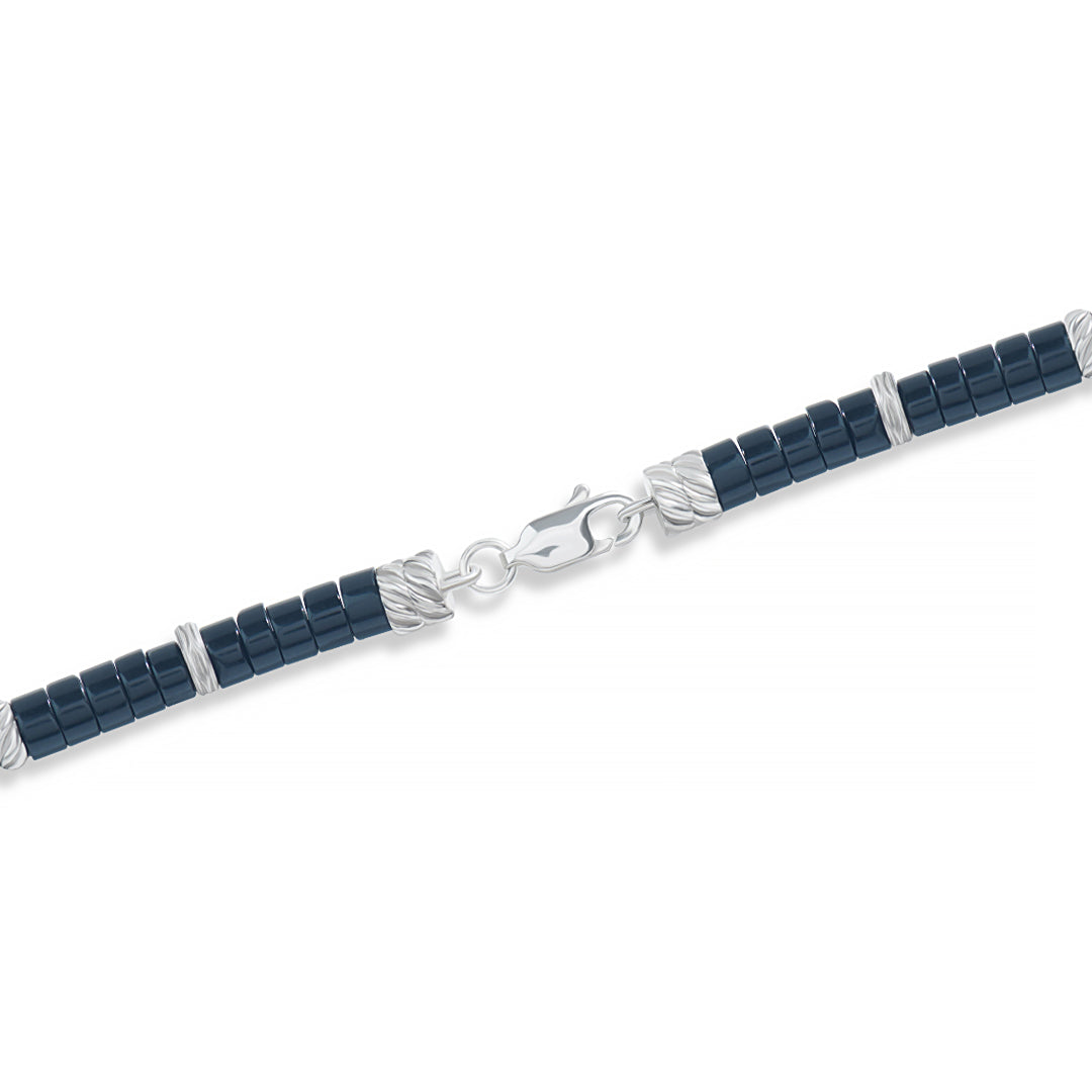 Men's Heishi Beaded Necklace with Silver Stoppers