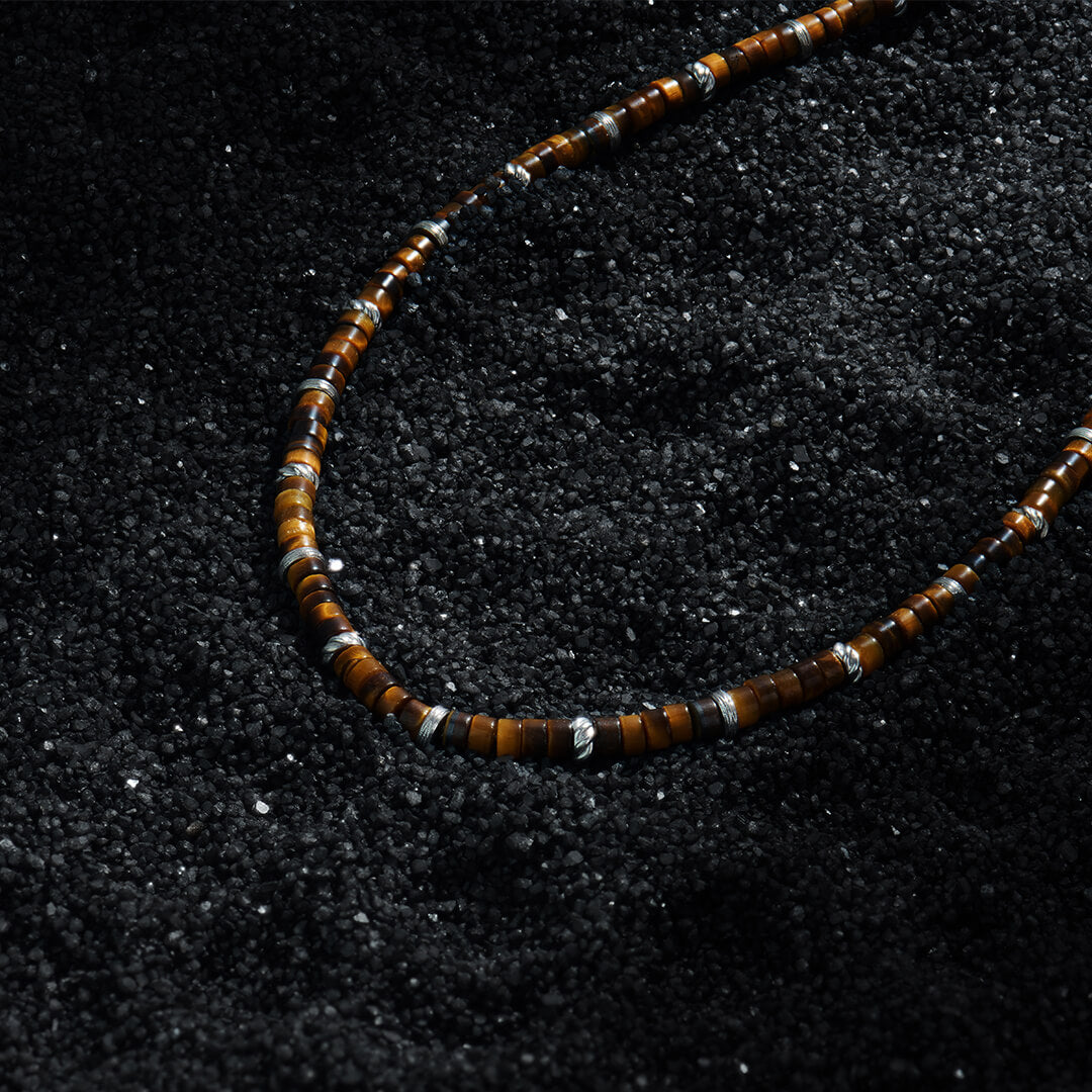 Tiger Eye Beaded Necklace for Men
