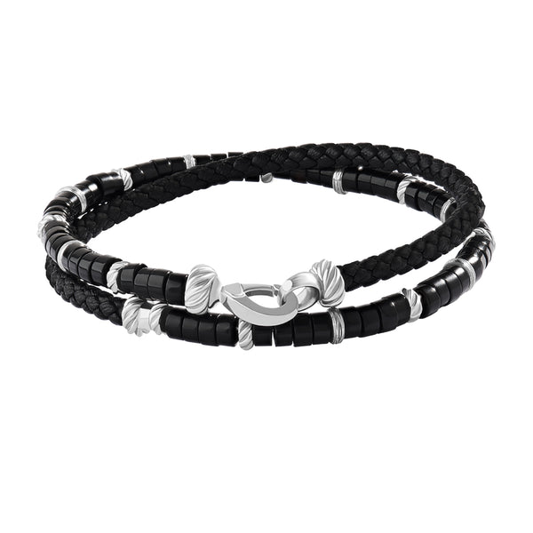 Men's Heishi Beads Leather Wrap Bracelet Atolyestone