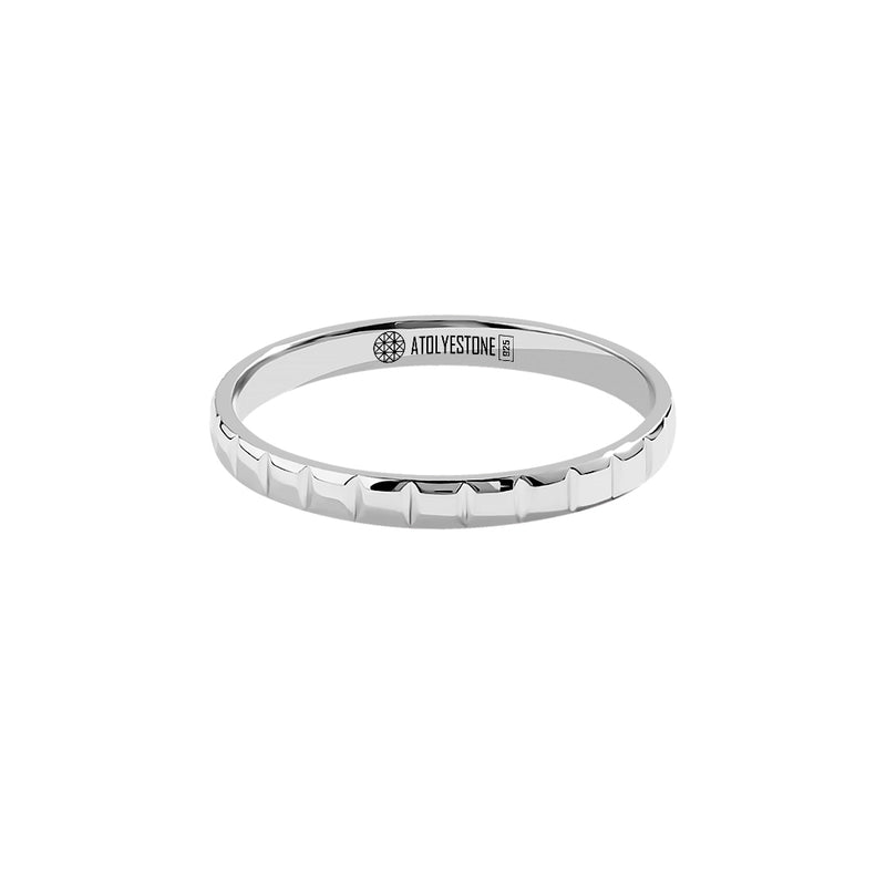 Men's 925 Sterling Silver Cube Wedding Band Ring