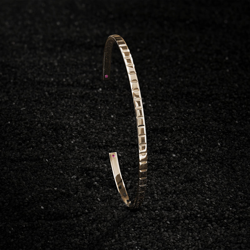 Solid Gold Ice Cube-Inspired Open Cuff Bracelet