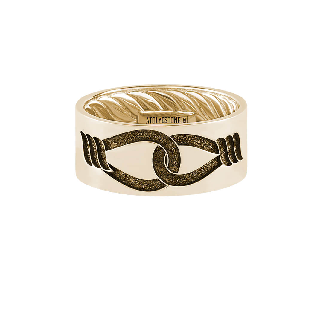 Infinity Engraved Band Ring in Solid Yellow Gold