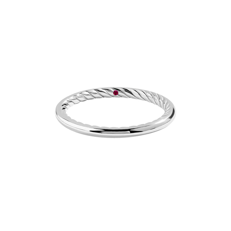 Solid Gold Inner Twist Ring - White Gold