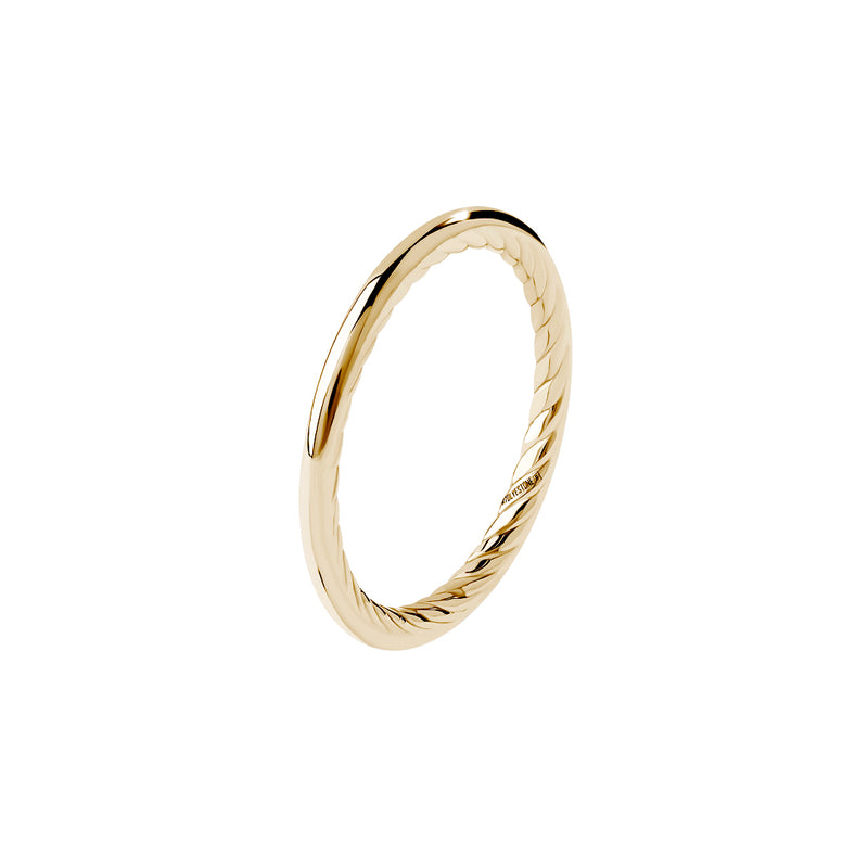 Real Gold 2mm Minimalist Ring with Hidden Twist Detail