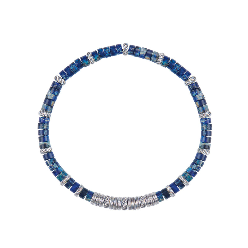Men's Minimalist Blue Jasper Heishi Beaded Bracelet