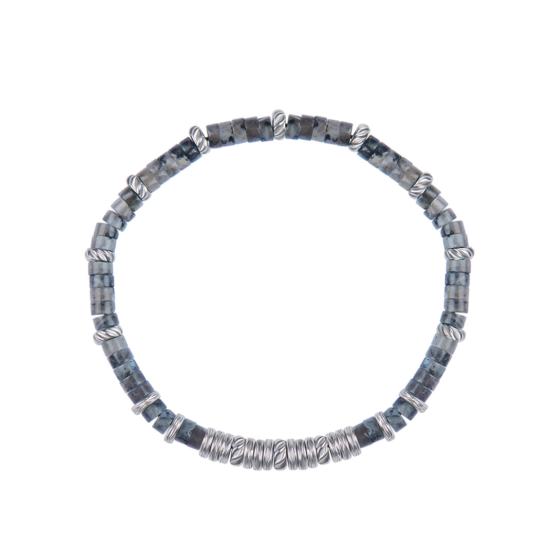 Men's Minimalist Grey Jasper Heishi Beaded Bracelet