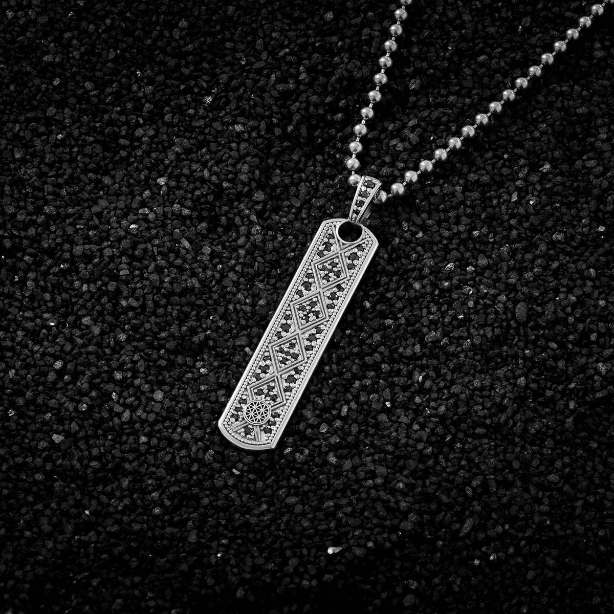Lattice Pattern Samurai Tag Pendant in 925 Solid Silver