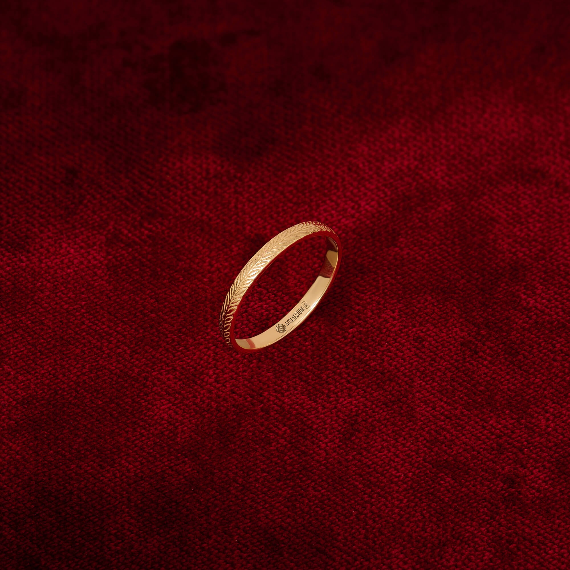 Solid Gold Laurel Wreath Design Band Ring