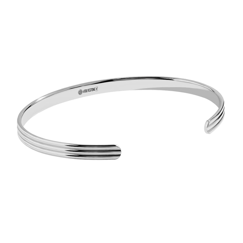 5.40mm Real Gold Lined Cuff Bracelet - White Gold