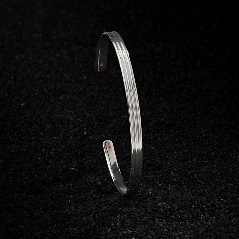 Solid Silver Lined Cuff Bracelet
