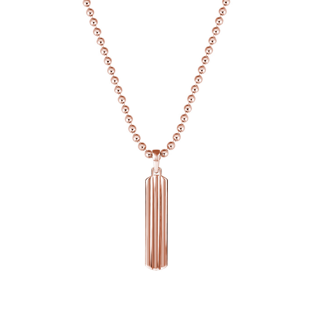 Solid Rose Gold Lined Tag Pendant Necklace for Men