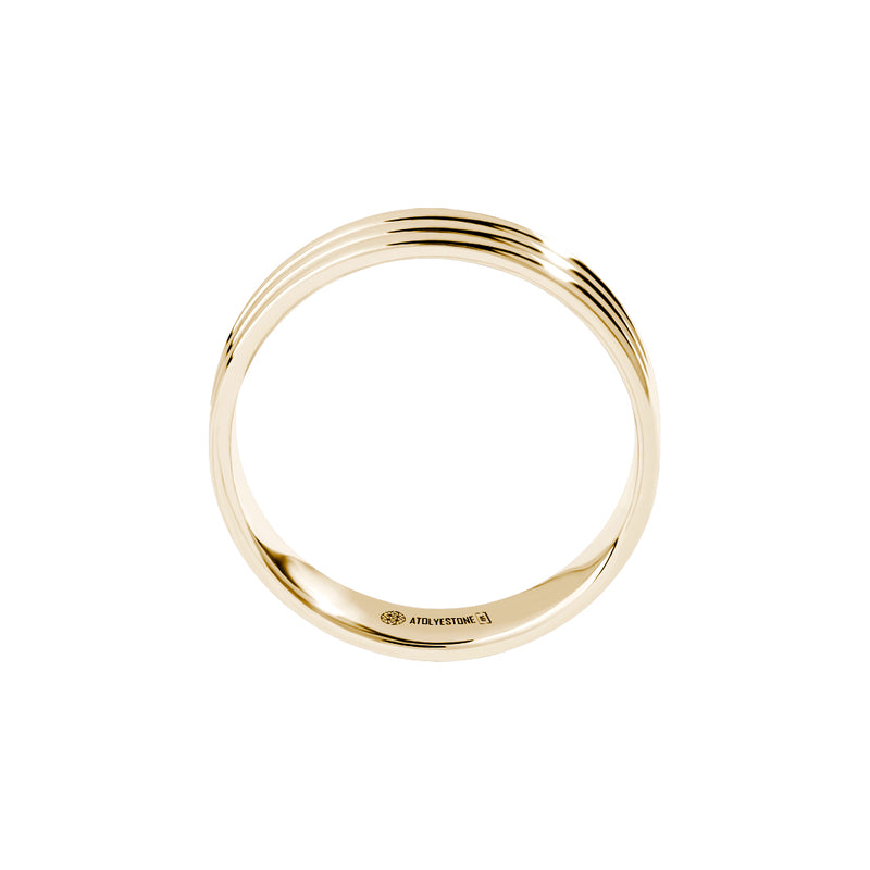 Men's Three Lined Wedding Band in Solid Gold