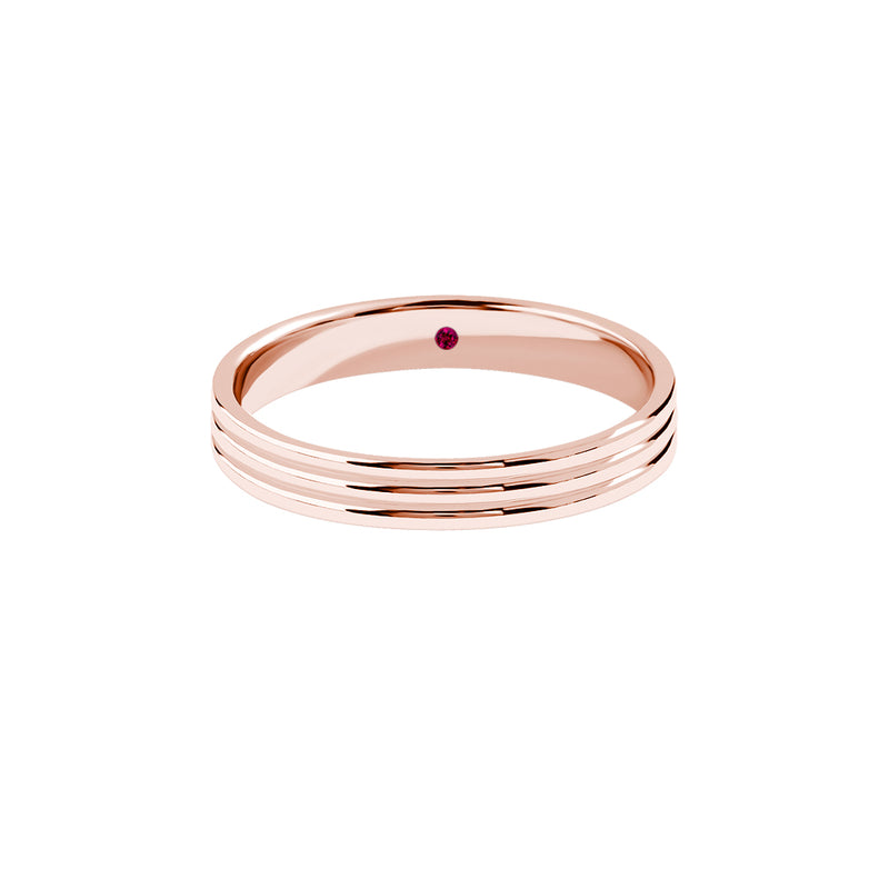 Men's 3.70mm Lined Wedding Band in Solid Rose Gold
