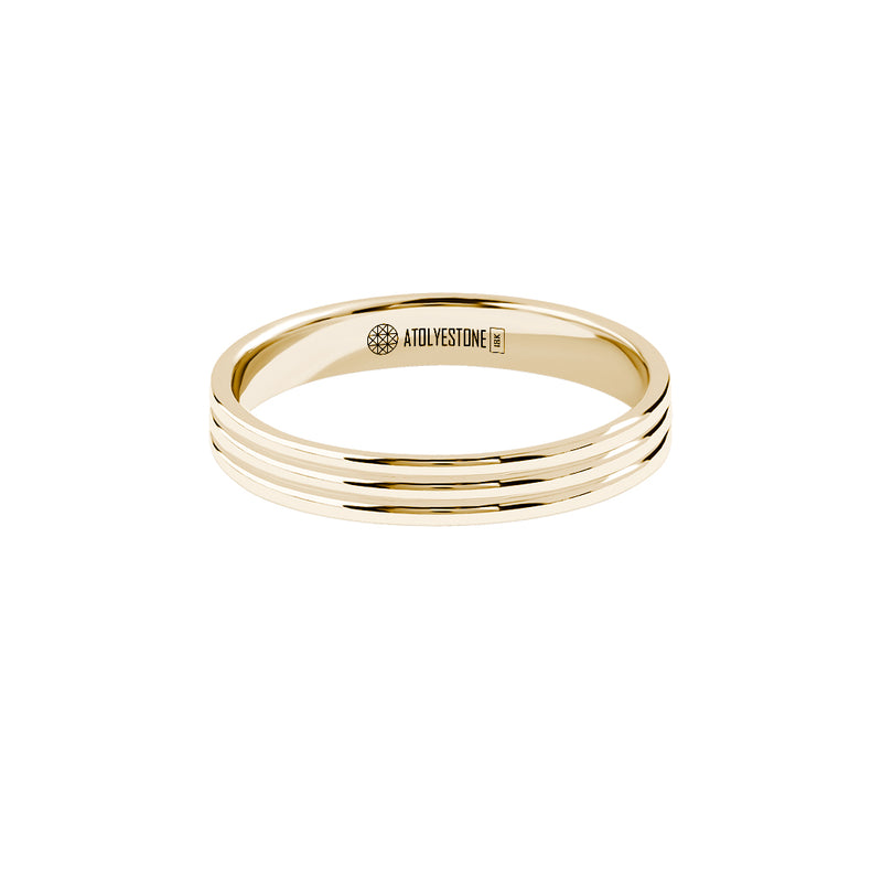 Men's Solid Gold Three Lined Band Ring